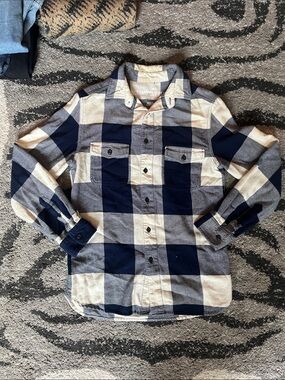 Mossimo Supply Co. Blue and Cream Plaid Button-Down Shirt